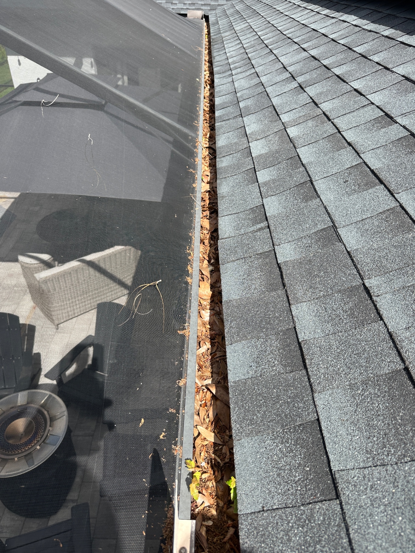 Poolside gutter — before cleaning