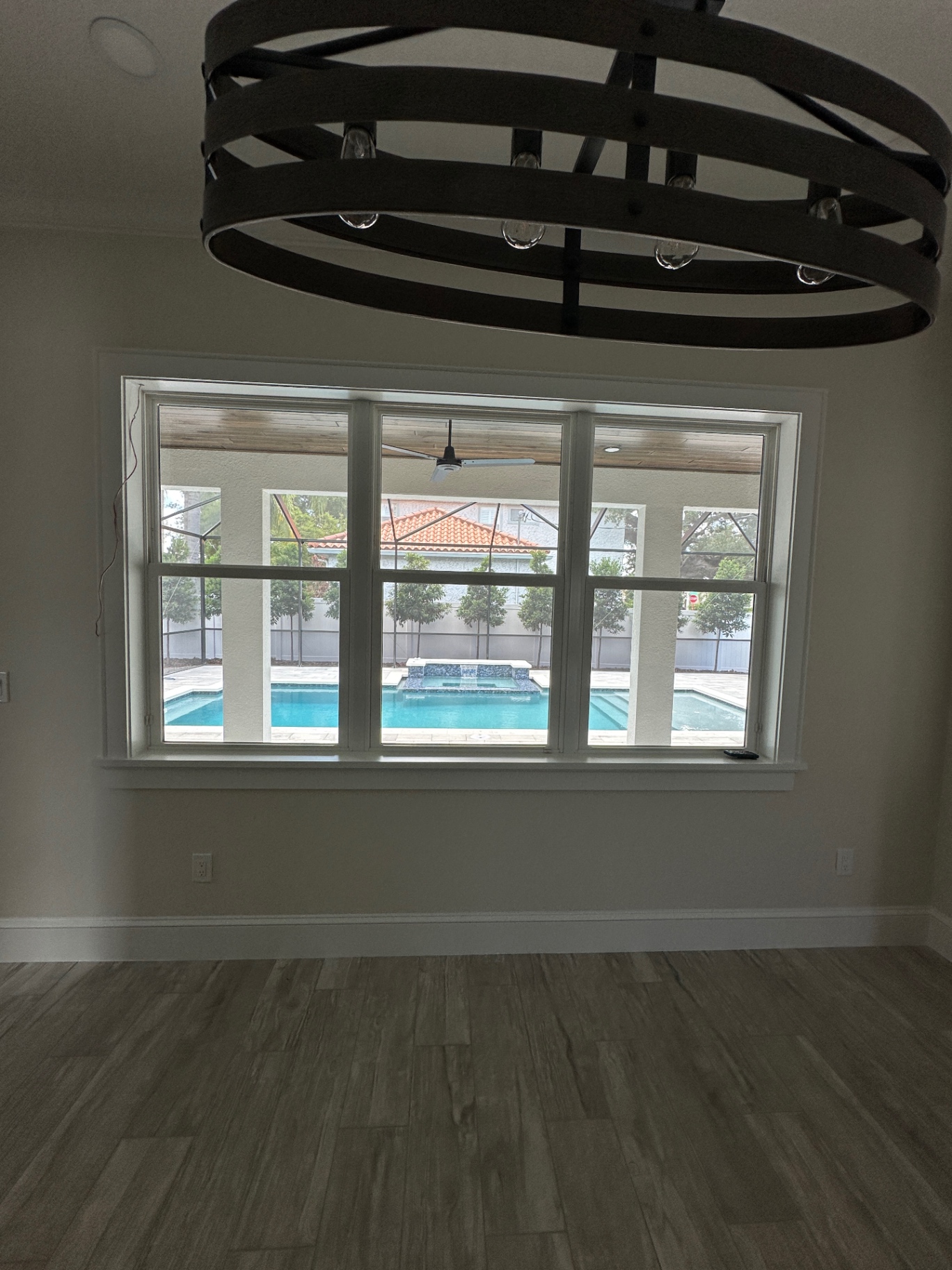 Interior view — pool through streak-free glass