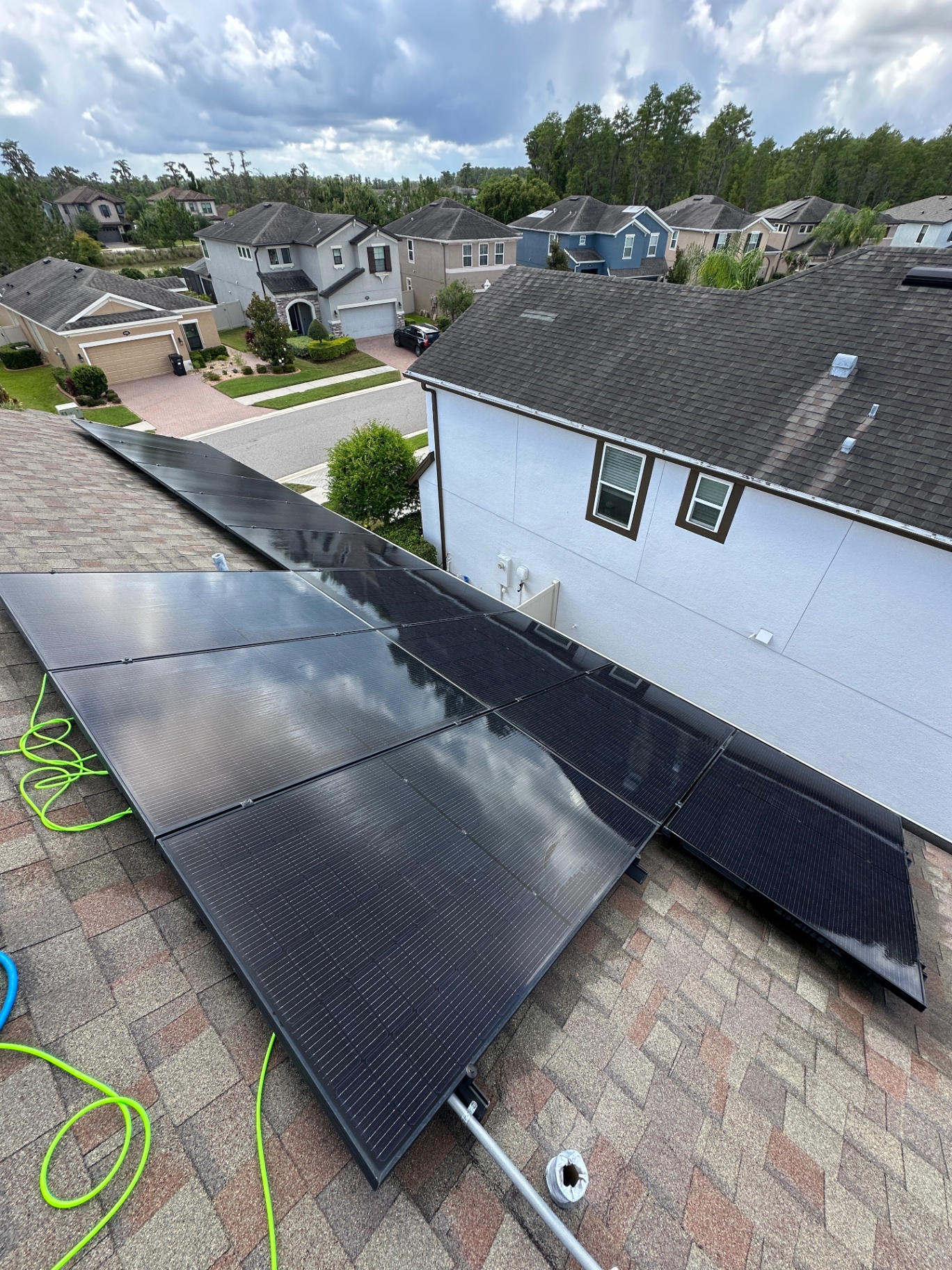 Solar panel cleaning — full rooftop array