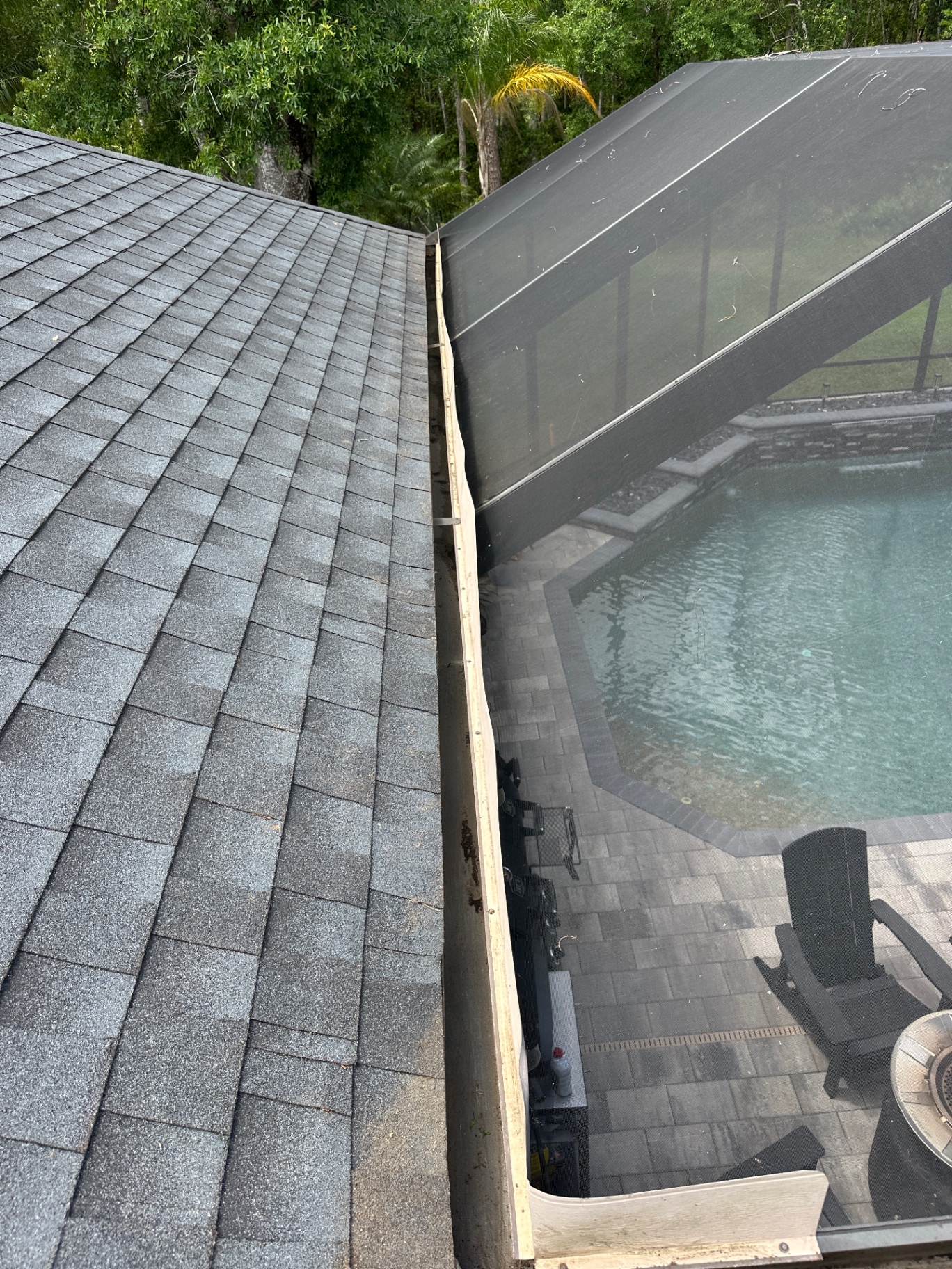 Poolside gutter — cleared for flow